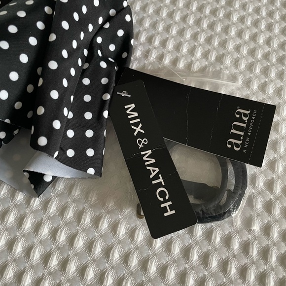 A.N.A. One piece Swimsuit Polka Dot Black & White M Off Shoulder or Halter NWT - Picture 5 of 12